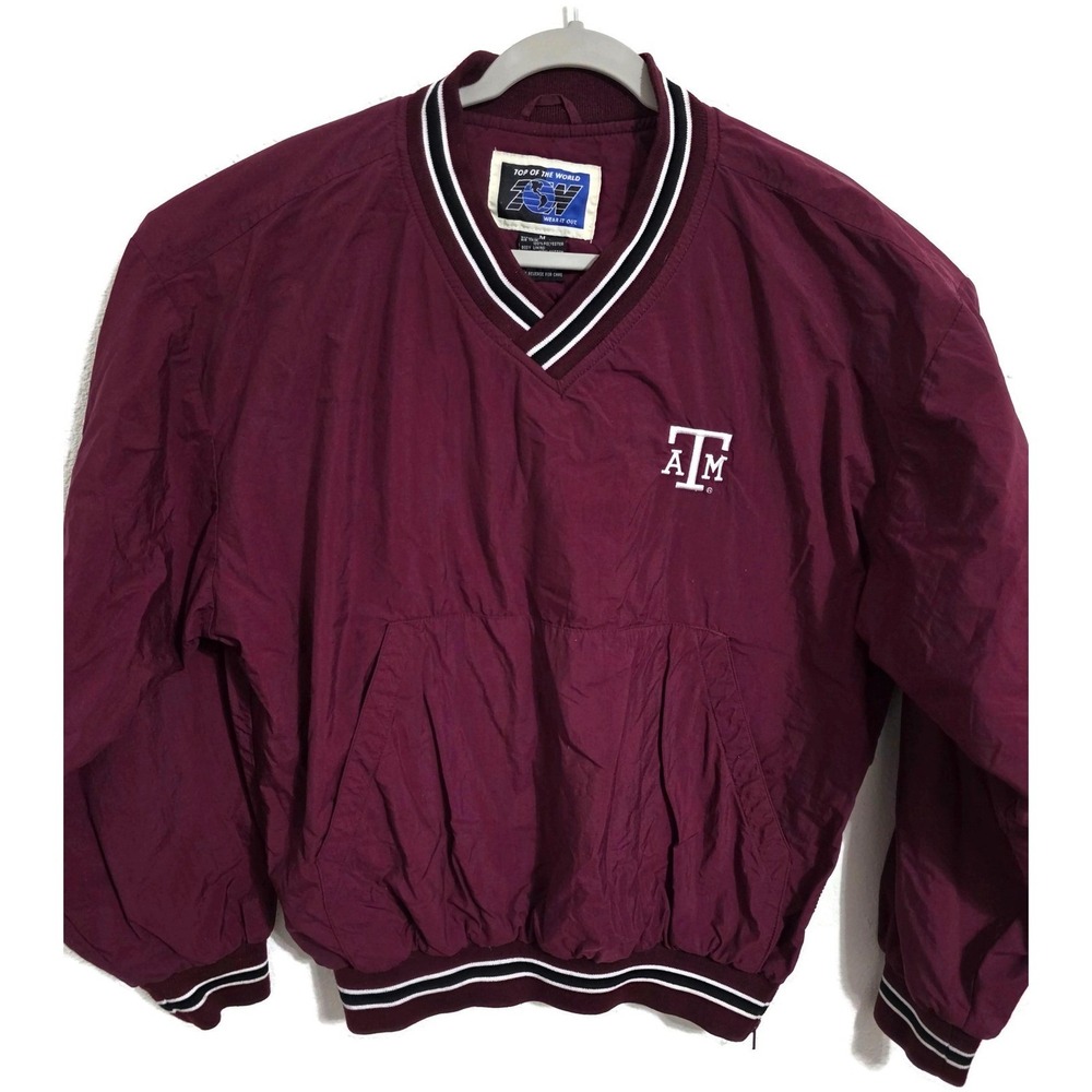 Top of the World Texas A&M Aggies Windshirt Maroon V-Neck Pullover Mens Medium